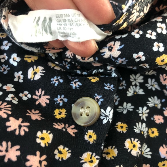 Floral h and m shirt button up girls 12 - Picture 2 of 3